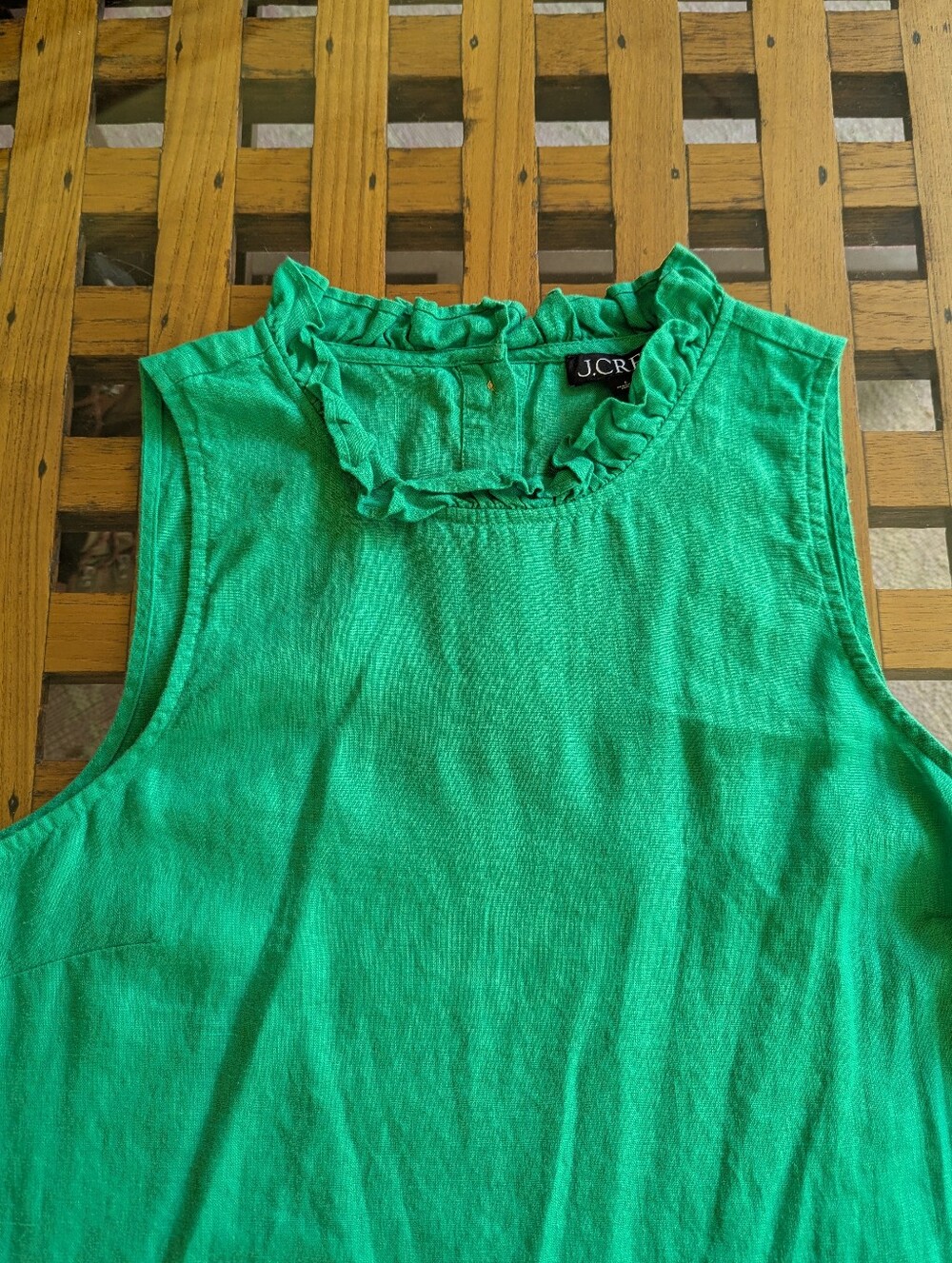 J. Crew Fleur Ruffle Linen Top - Picture 2 of 6